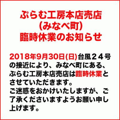 ぷらむ工房売店臨時休業のお知らせ